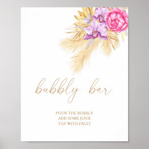 Boho pampas - bubbly bar poster