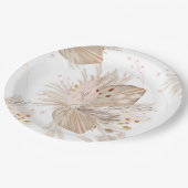 Boho pampas dried grass watercolor pattern desert paper plate (Angled)