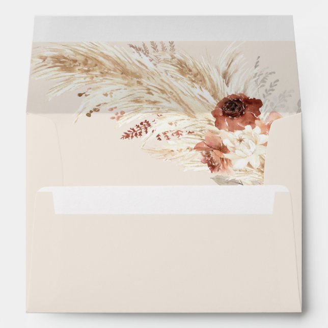 Boho Pampas Enveloppes en laiton, Florales en terr (Dos (Bas))