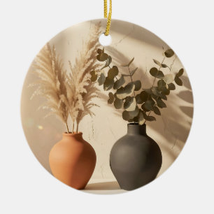 Boho Pampas Eucalyptus Ceramic Vase Still Life Ornament