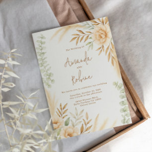 Boho Pampas & Eucalyptus Wedding Invitation