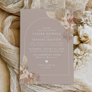 Boho Pampas Faire-part de mariage Neutral Grass