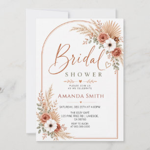 Boho Pampas Floral Arch Bridal Shower Invitation