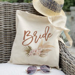 Boho Pampas Floral Bride Tote Bag<br><div class="desc">Check out 400 popular styles of wedding tote bags from the "Wedding Tote Bags" collection of our shop! Click “Edit Design” will allow you to customize further. You can change the font size, font colour and more! wedding tote bags, tote bags wedding, rustic tote bags, boho tote bags, name, personalized...</div>