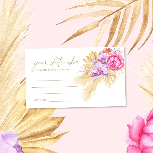 Boho Pampas Floral Date night ideas \ Date jar Enclosure Card (Creator Uploaded)