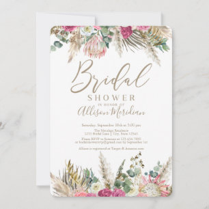 Boho Pampas Floral Desert Bridal Shower Invitation