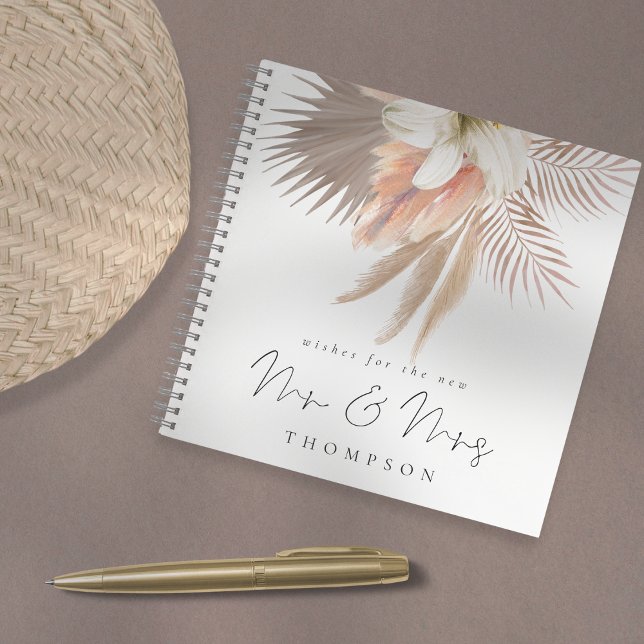 Boho Pampas Florals Script M. Mme Livre d'hôtes (Créateur téléchargé)