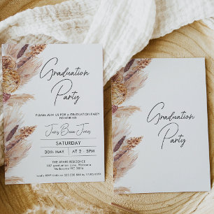 Boho Pampas Graduation Party Invitation