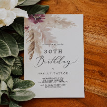 Boho Pampas Grass 30th Birthday