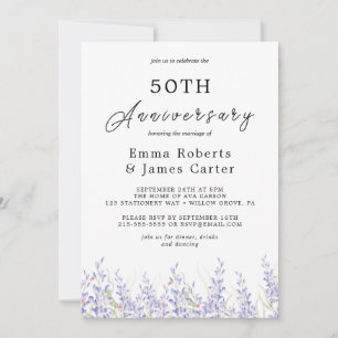 Boho Pampas Grass 50th Wedding Anniversary  Invitation