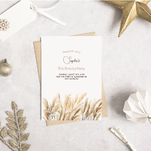 Boho pampas grass adult Birthday invitation