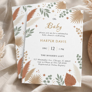 Boho Pampas Grass and Eucalyptus Botanical Invitation