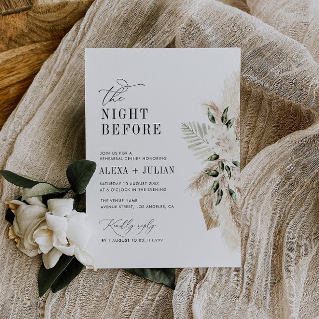 Boho pampas grass and greenery wedding invitation (Creator Uploaded)