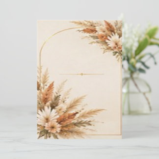 Boho Pampas Grass and Terracotta Florals Arch Invitation