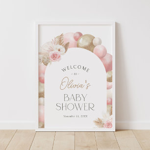 Boho Pampas Grass Arch Baby Shower Welcome Sign