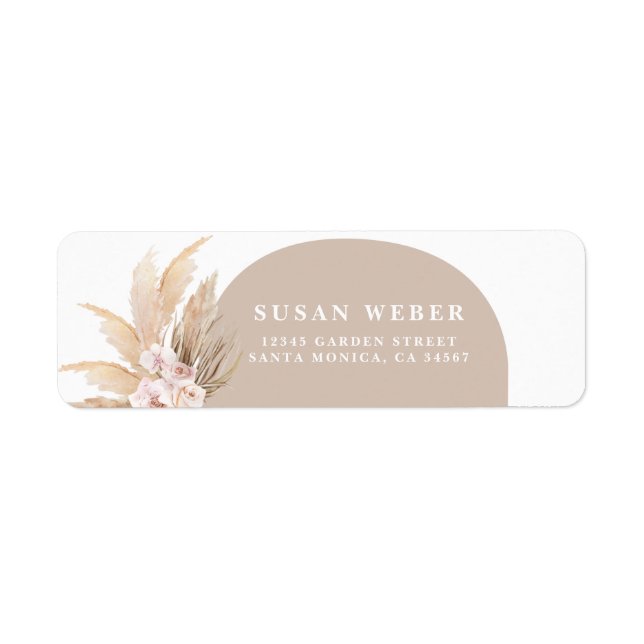 Boho Pampas Grass Arch invitation Label (Front)