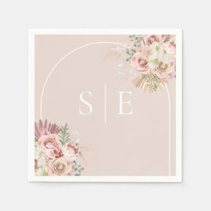 Boho Pampas Grass Arch Monogram Napkins