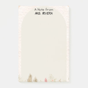Boho Pampas Grass Arch Personalized Teacher Notepa Post-it Notes