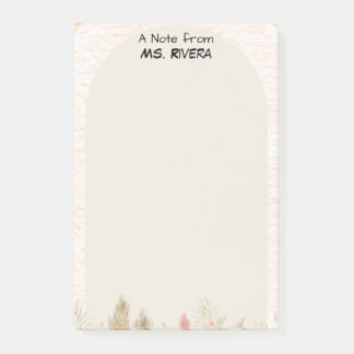 Boho Pampas Grass Arch Personalized Teacher Notepa Post-it Notes