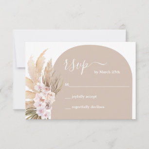 Boho Pampas Grass Arch RSVP card
