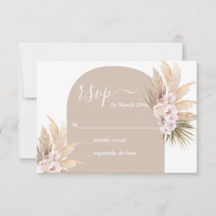 Boho Pampas Grass Arch Wedding RSVP card