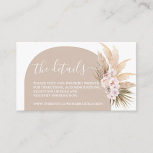 Boho Pampas Grass Arche Site Web Info Carte de boî