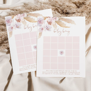 Boho pampas grass baby bingo game