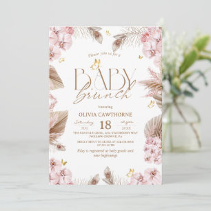 Boho Pampas Grass Baby Brunch  Shower Invitation