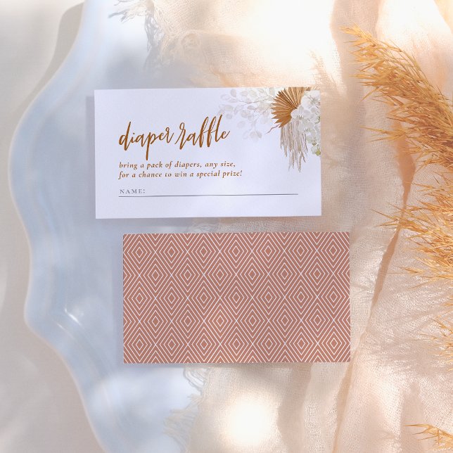 Boho Pampas Grass Baby Shower Diaper Raffle Enclosure Card (Creator Uploaded)