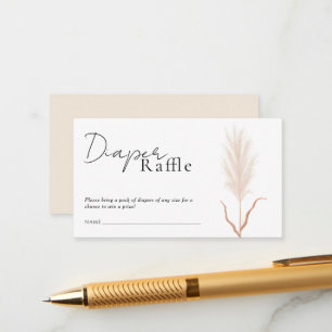 Boho Pampas Grass Baby Shower Diaper Raffle Enclosure Card