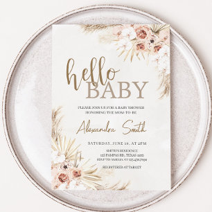 Boho Pampas Grass Baby Shower  Invitation