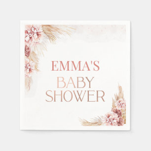 Boho Pampas Grass Baby Shower Paper Napkin