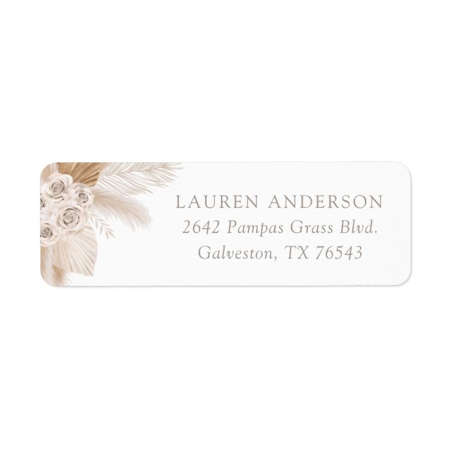  Boho Pampas Grass Baby Shower Return Address (Front)