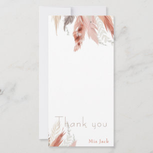 Boho pampas grass baby shower thank cards 