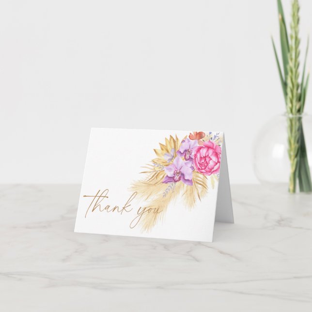 Boho pampas grass - Baby shower thank you Card (Front)