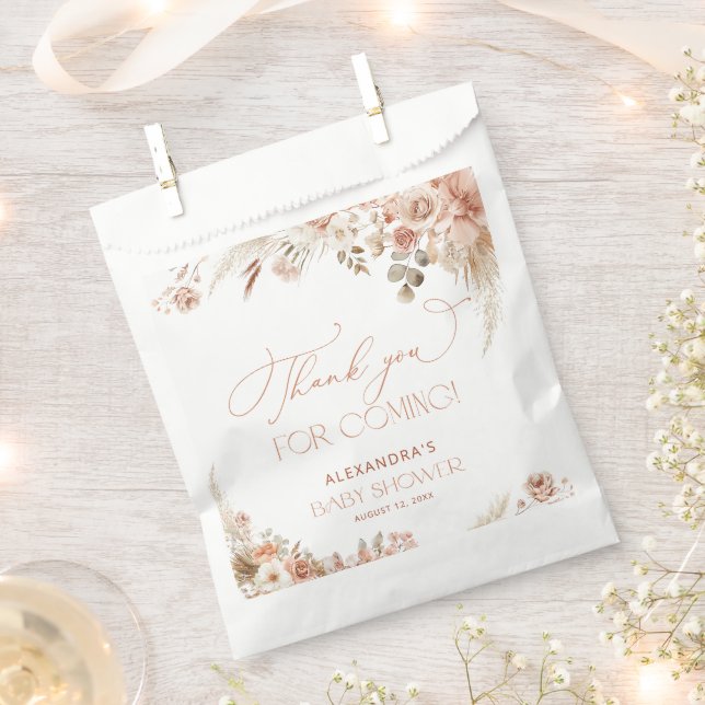 Boho Pampas Grass Baby Shower Thank You Favour Bag (Clipped)
