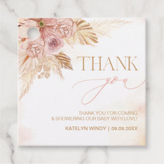 Boho Pampas Grass Baby Shower Thank You Favour Tags