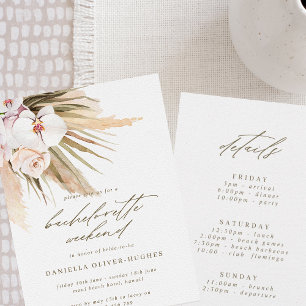 Boho Pampas Grass Bachelorette Itinerary Weekend Invitation