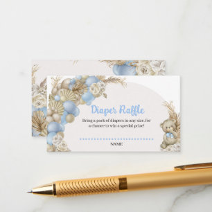 Boho Pampas Grass Balloon Teddy Bear Diaper Raffle Enclosure Card