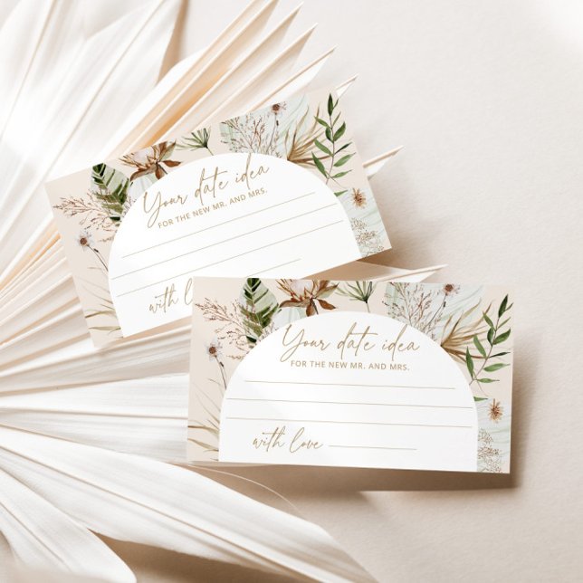 Boho pampas grass beach Date night ideas. Date jar Enclosure Card (Creator Uploaded)