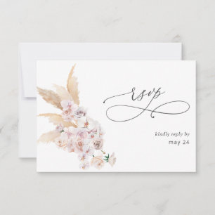 Boho Pampas Grass Beach w Meal RSVP Card 2