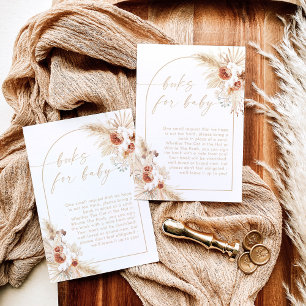Boho Pampas Grass Beige Books for Baby Invitation