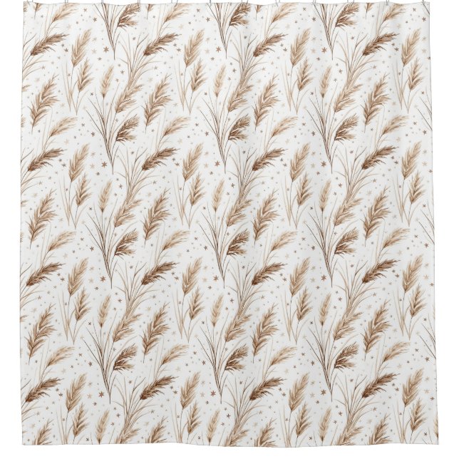 Boho Pampas Grass Beige Brown Star Pattern (1) (Front)