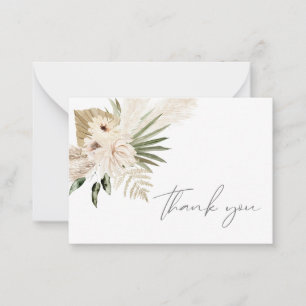 Boho Pampas Grass Beige Floral Merci Carte de note