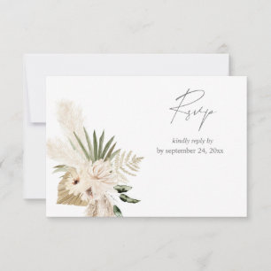 Boho Pampas Grass & Beige Floral with Meal RSVP Ca