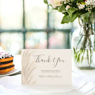 Boho pampas grass beige thank you baby shower