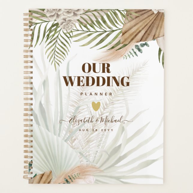 BOHO Pampas Grass Beige Vert Mariage en terre cuit (Devant)