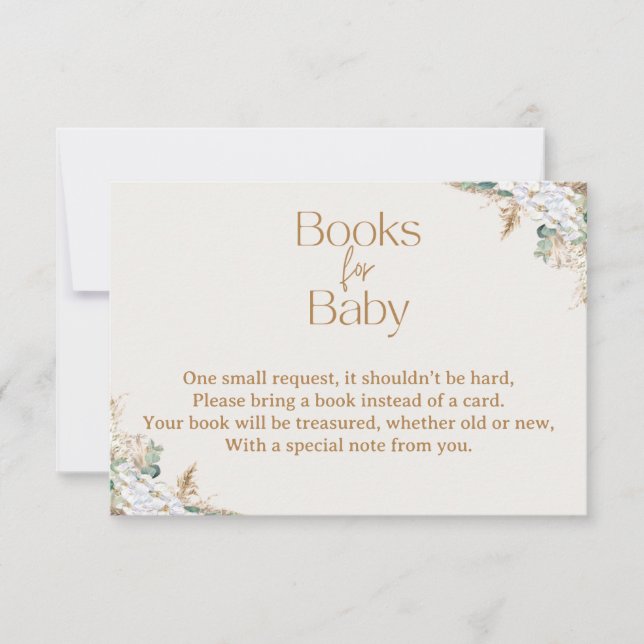 Boho Pampas Grass Books for Baby Card | Neutral (Front)
