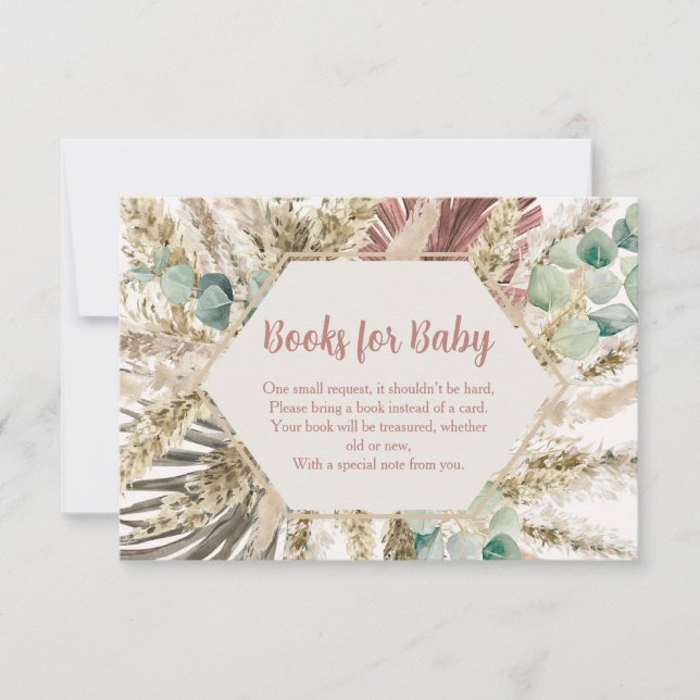 Boho Pampas Grass Books for Baby Card | Neutral (Front)