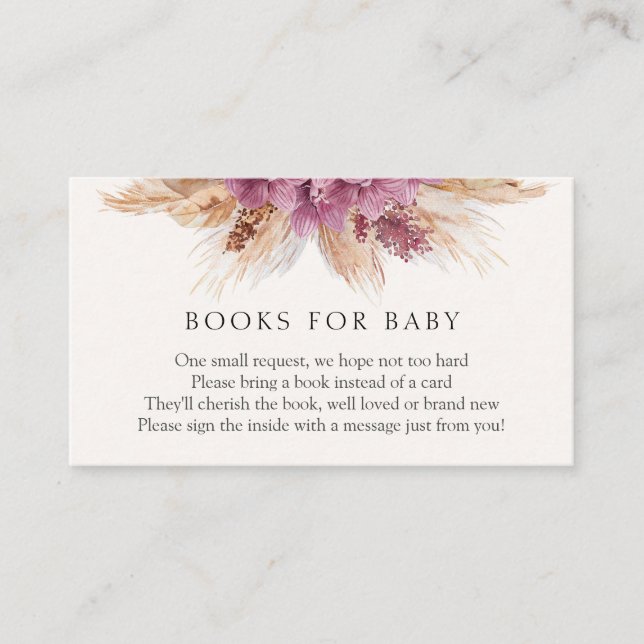 Boho Pampas Grass Books for Baby insert card (Front)